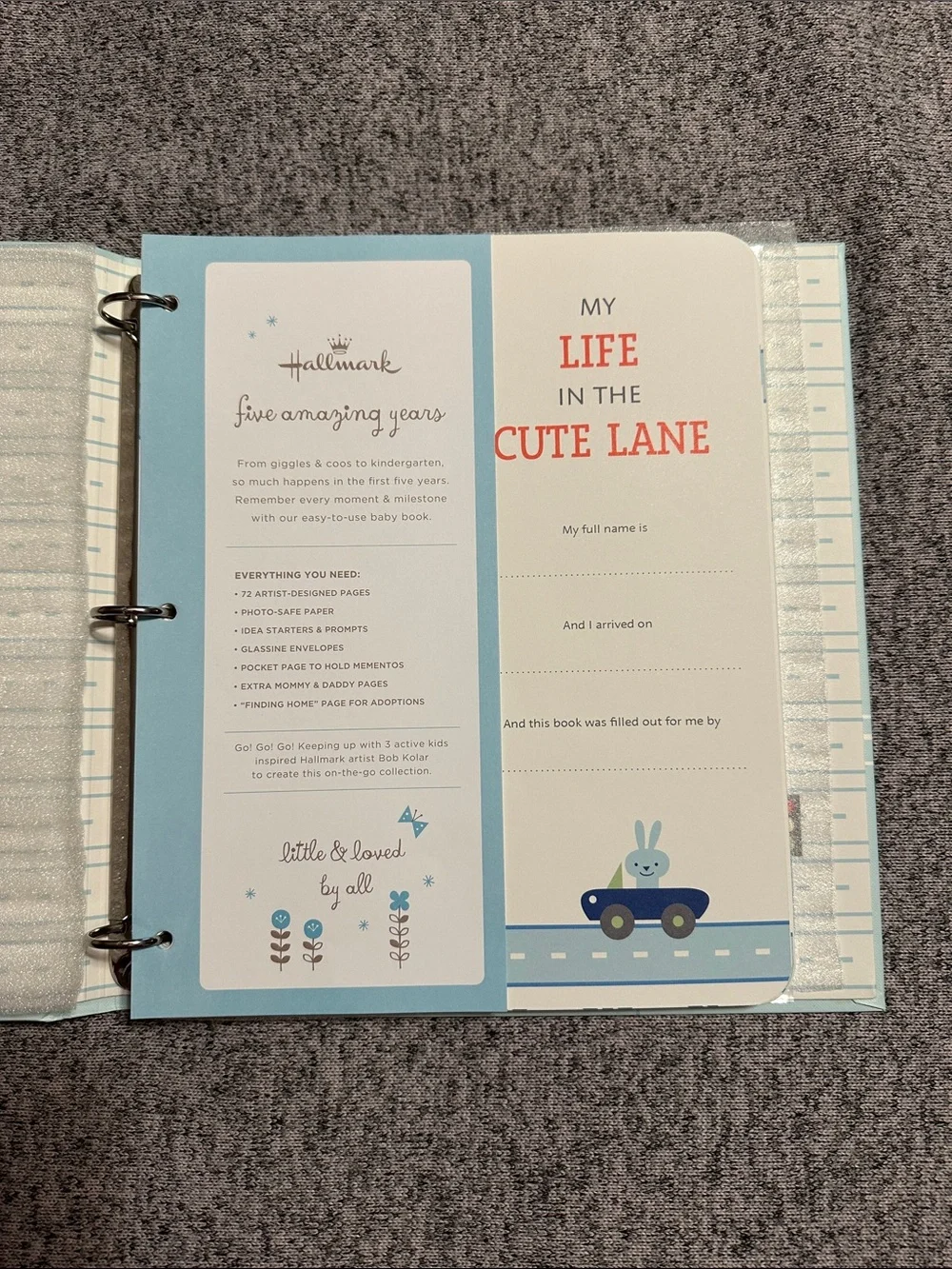 Hallmark Our Nonstop Sweetie 5 Year Baby Memory Book - Blue Transportation Cover
